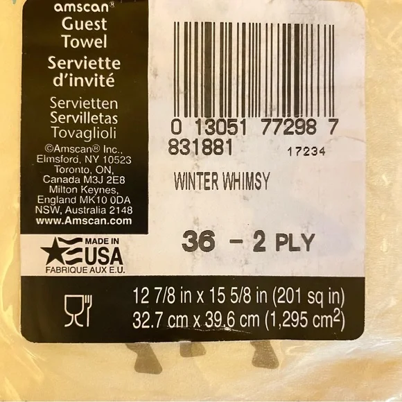 Amscan Winter Whimsy Guest Holiday Paper Napkins - 36 pcs. 12 7/8in x 15 5/8in. - Picture 4 of 4